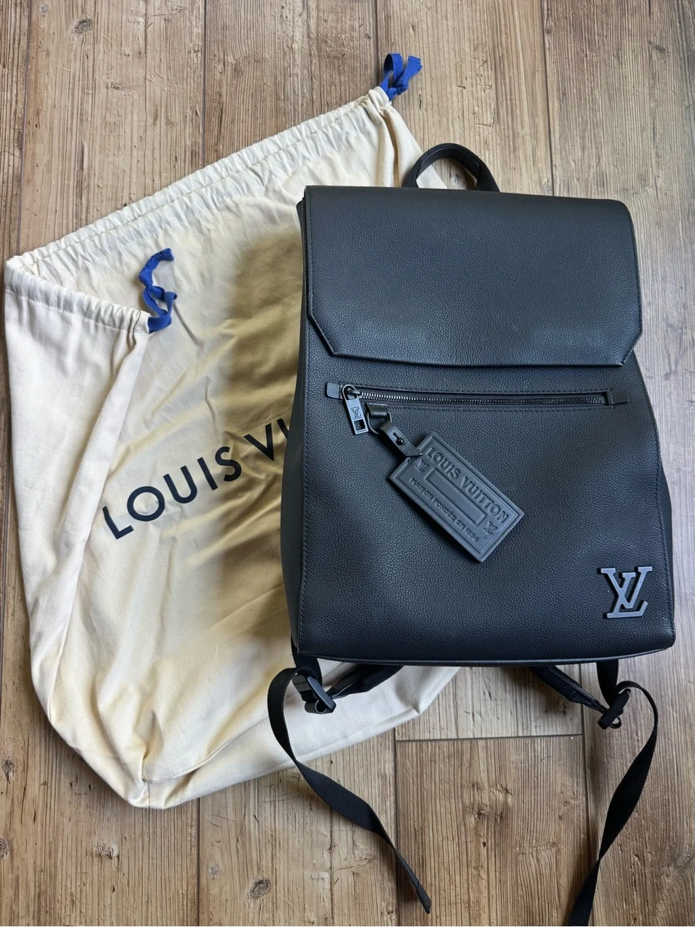 Louis Vuitton Black Aerogram Fastline Backpack with Luggage Tag - USED ONCE